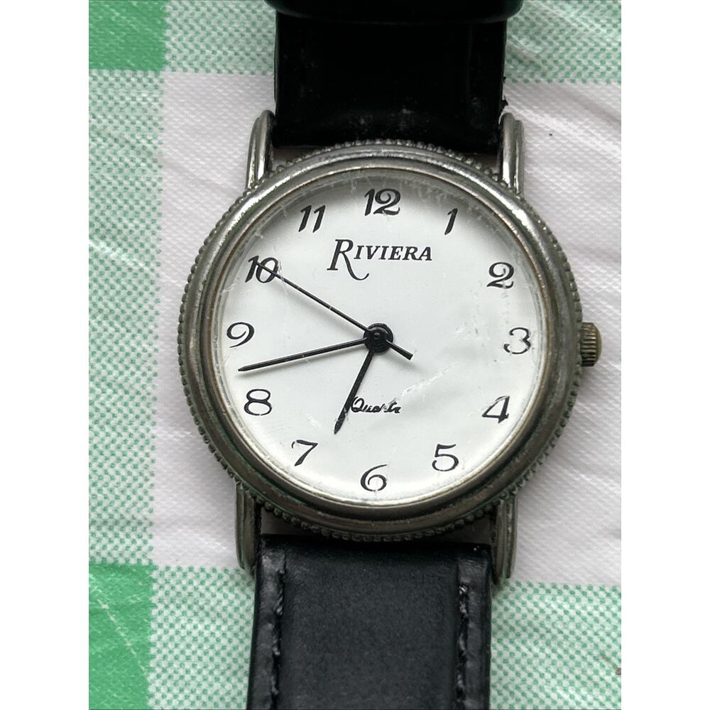 Riviera Silver Tone Black De Beer Paris Band Women’s Quartz Watch